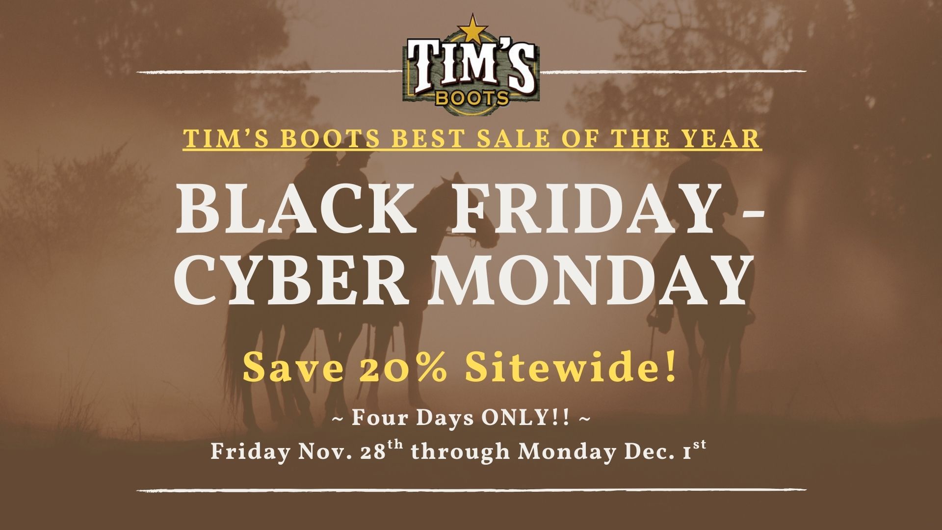 Tim's Boots Black Friday Sale 2025 Tim's Boots Black Friday Sale 2025